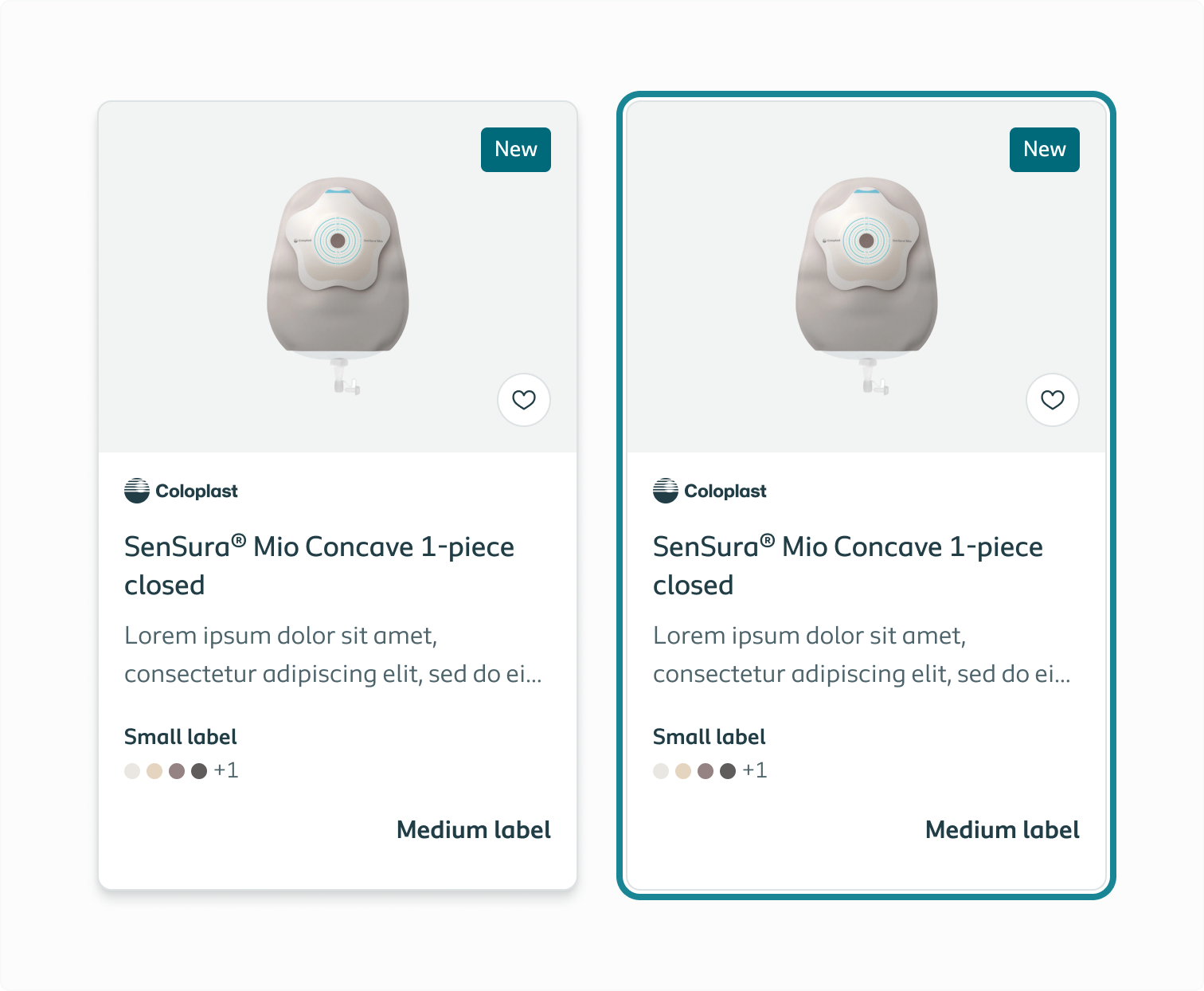 Illustrating the two states of a card; hover and focus