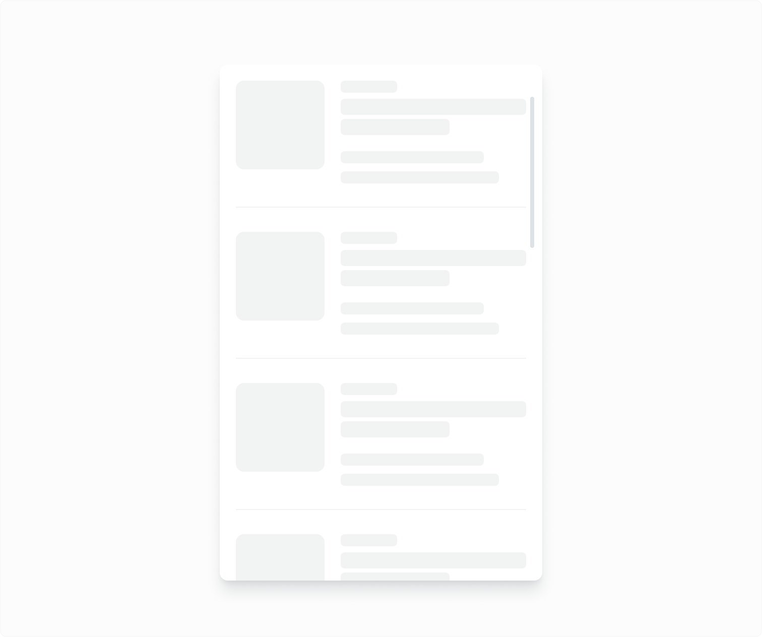 Example of the search result skeleton component