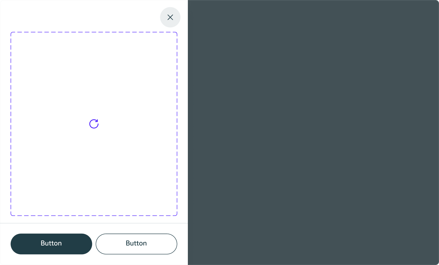 Shows the drawer placed on the right side of the viewport.