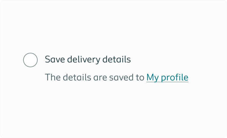 Radio button example with a label and a link in the helper text