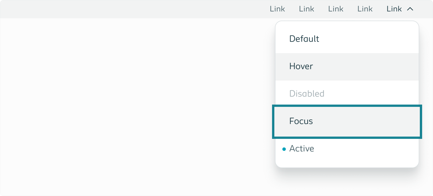 Displaying all the interactive states a link in a popover can have