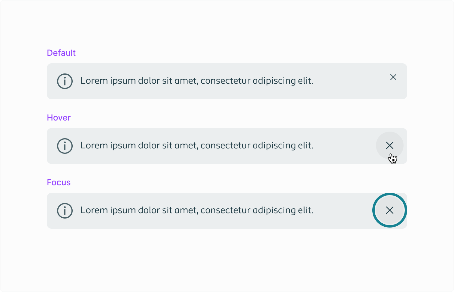 Illustrates the dismiss interaction