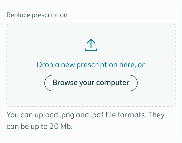 Example of a file upload interface with clear and meaningful labelling