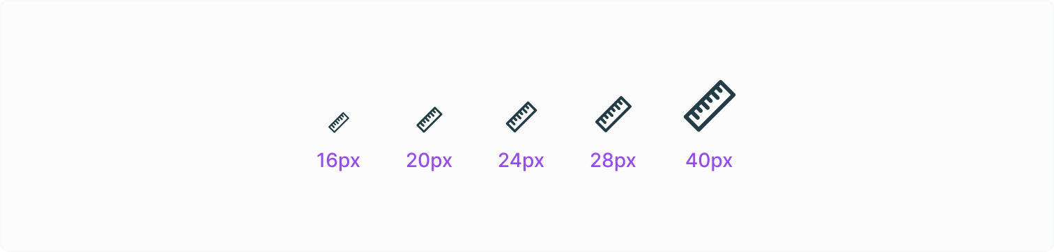 Visualising the three brand icon sizes large, medium, and small