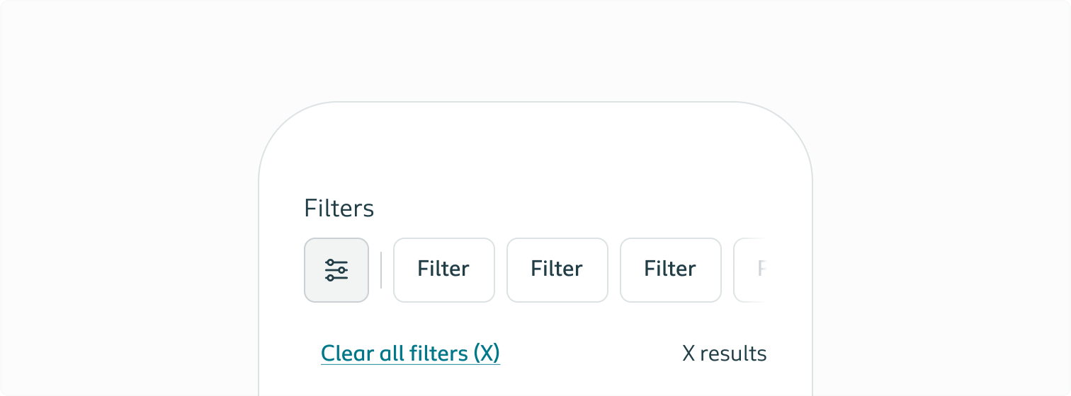 On mobile, the filter controls scroll horizontally when space runs out.