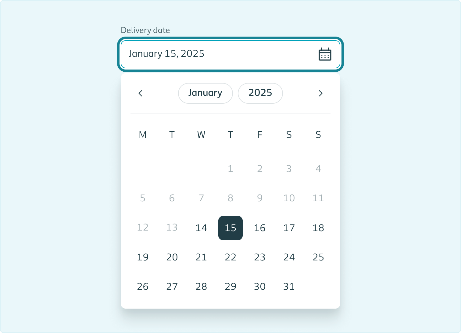 Decorative page cover image showing and example of the date picker in use