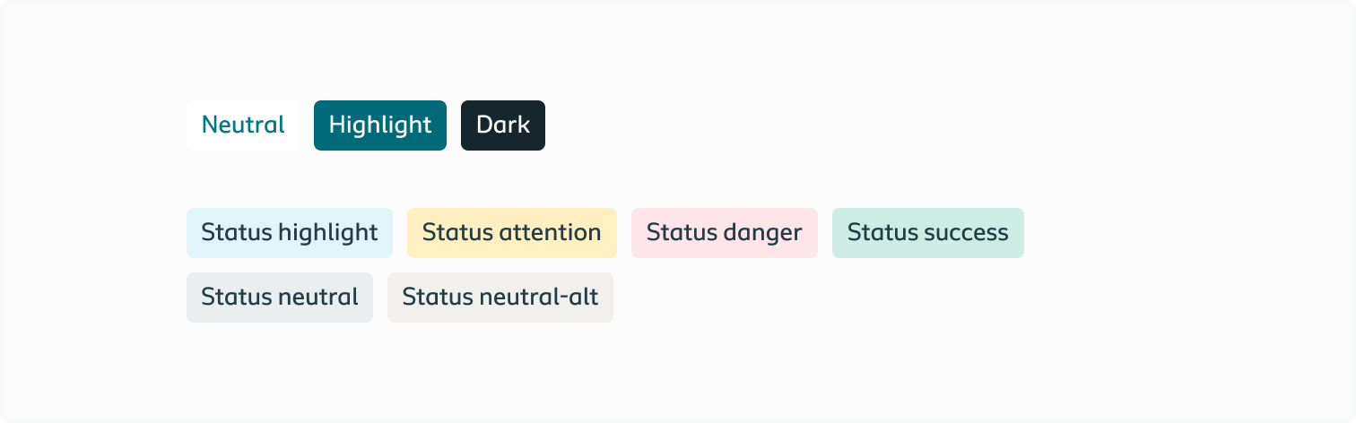 A list of all badges, grouped by signal or status type.
