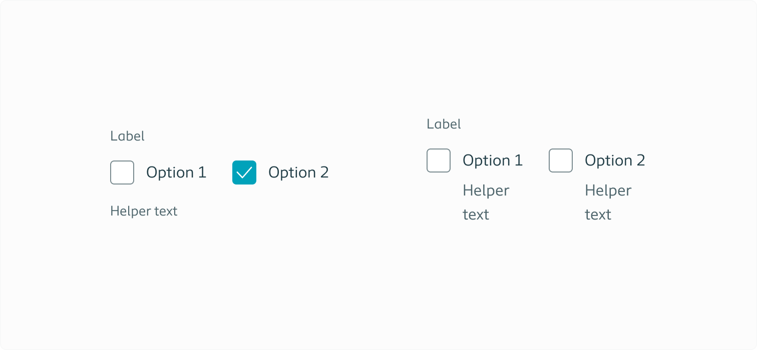Example of horizontally grouped checkboxes