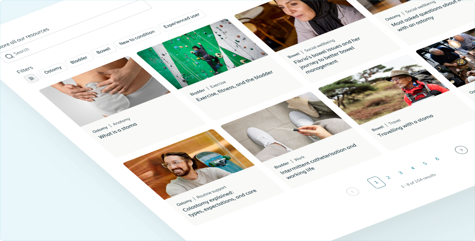 Showing article cards in a grid layout on a webpage.