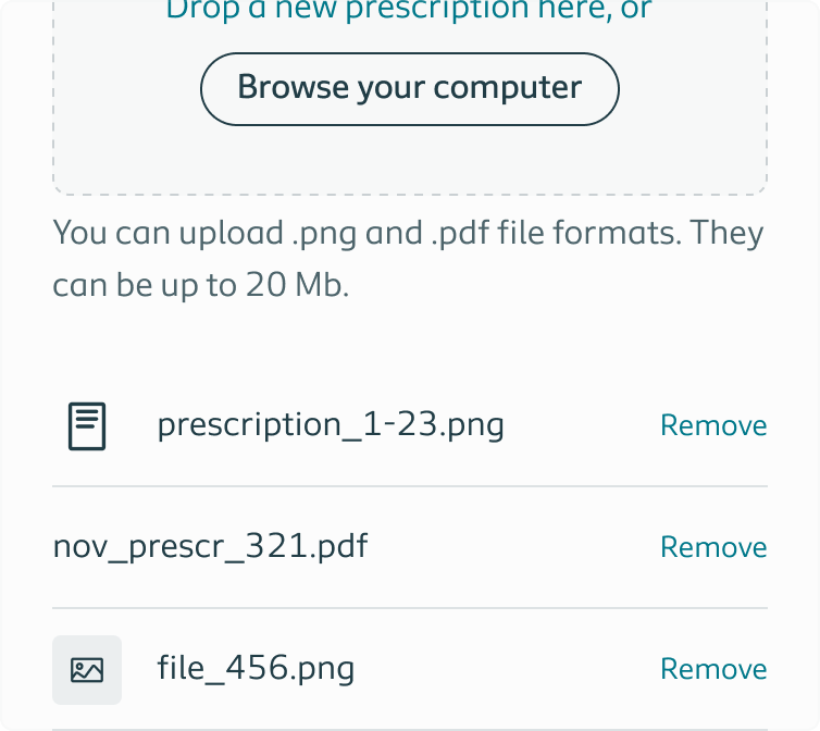 A list of files, all with different types of icons.