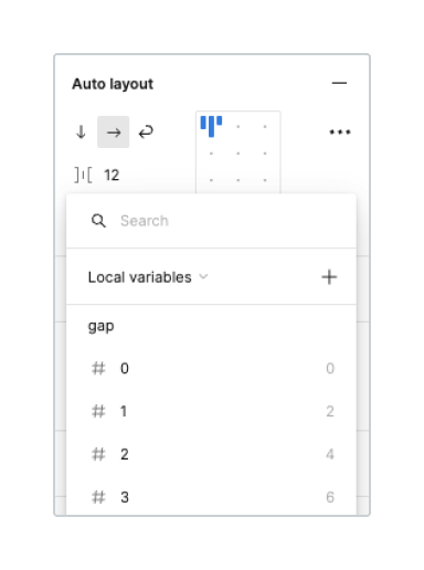 Showing how space and gap variables are displayed when scoped