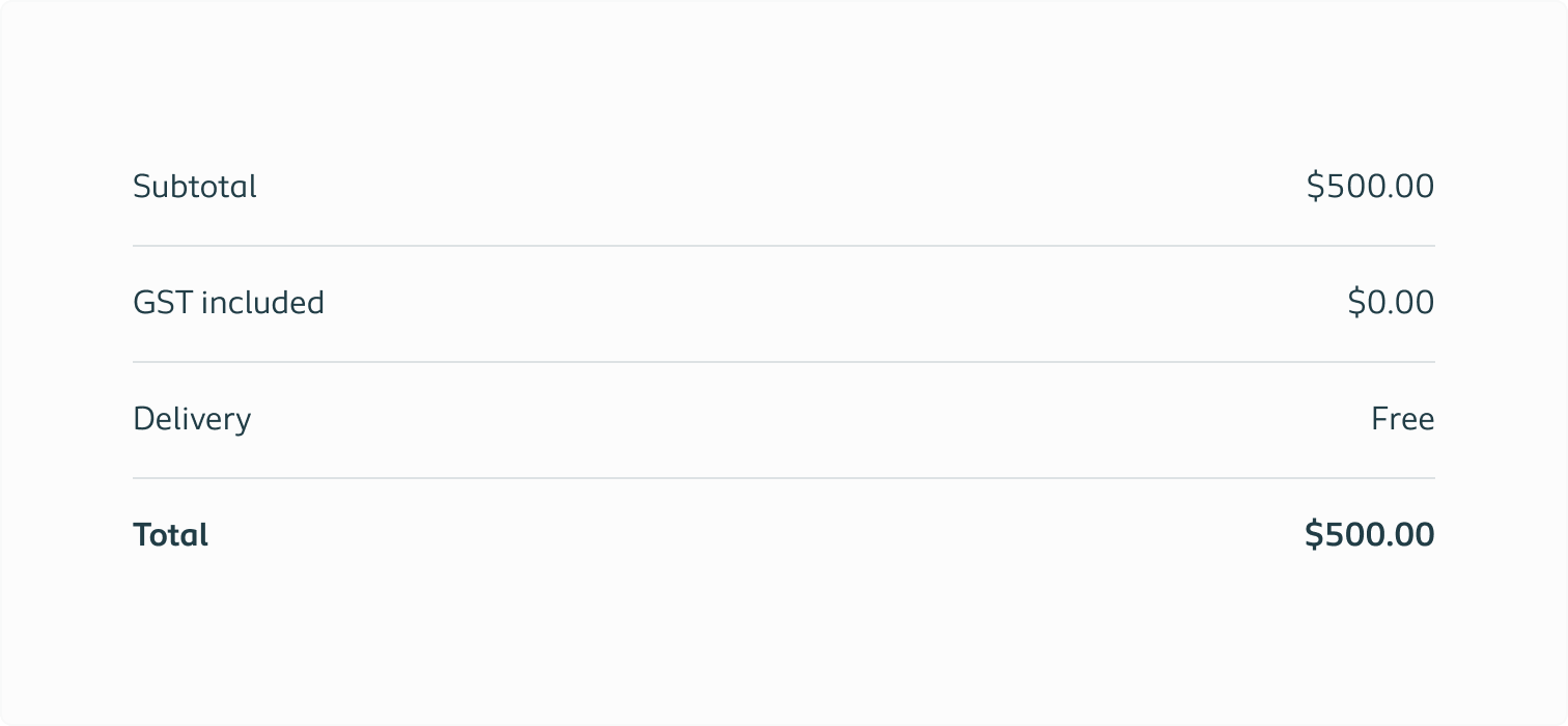 Example of a side-by-side data list variant