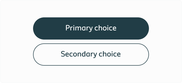 Primary and secondary buttons conveying positive actions