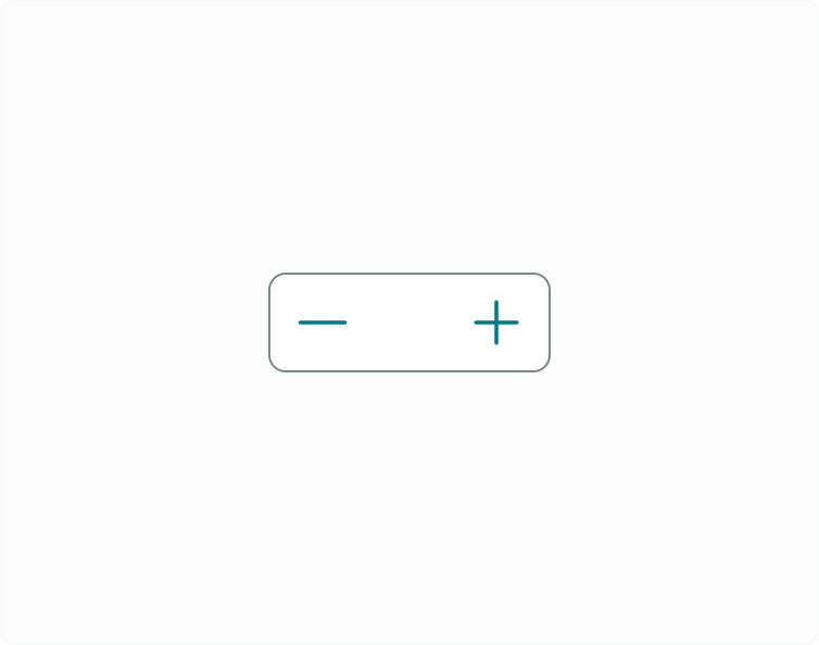A quantity selector showing no value