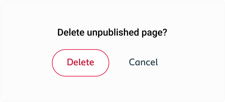 A prompt with two actions, delete and cancel
