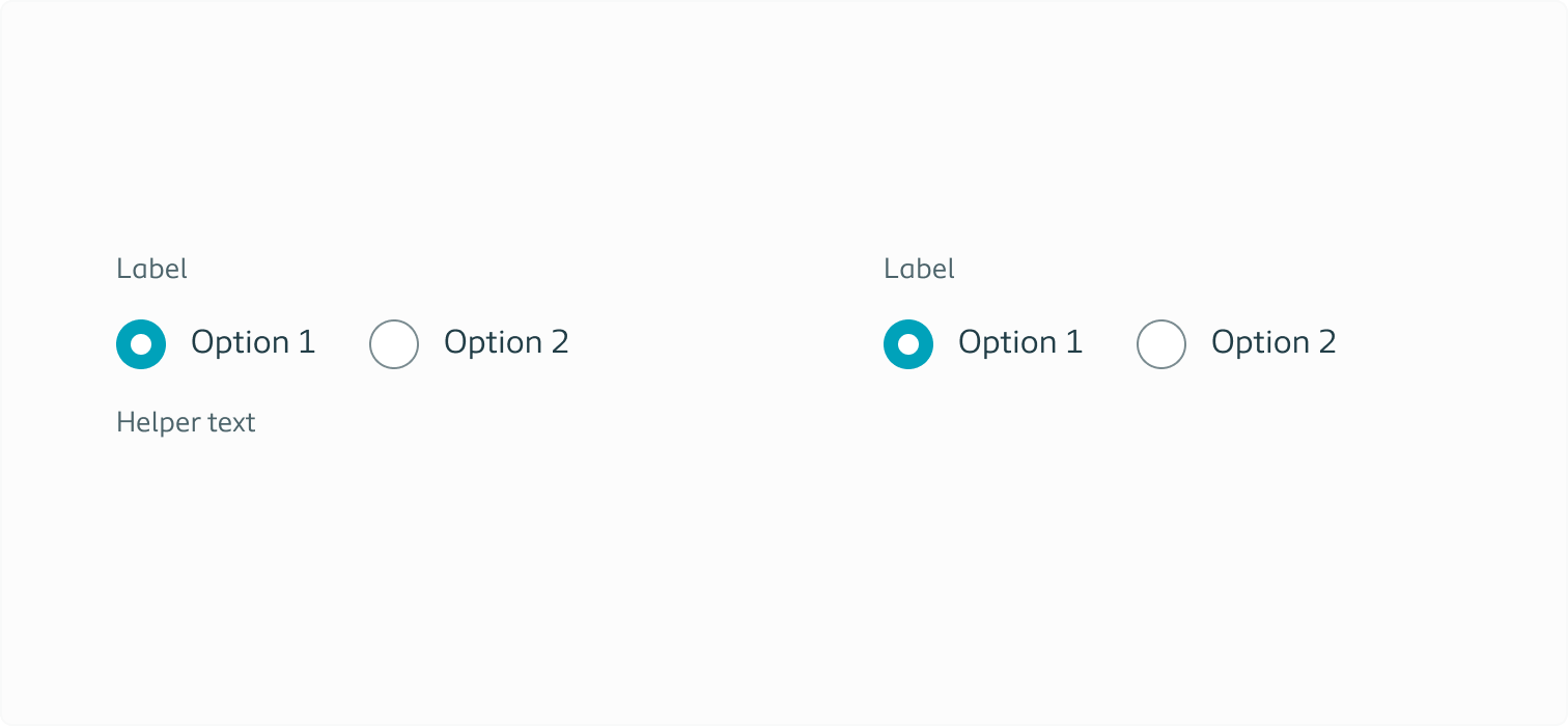 Example of horizontally grouped radio buttons