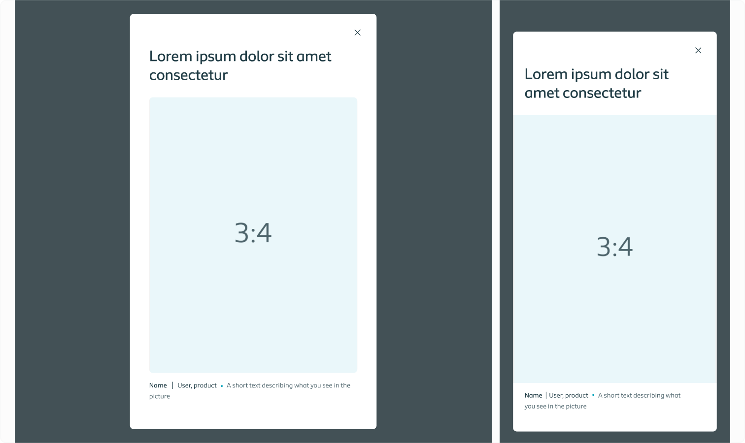 The modal displaying a landscape oriented 3:4 ratio image on both desktop and mobile