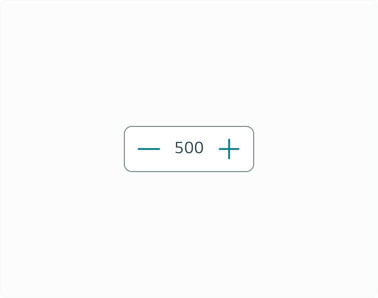 A quantity selector showing the value 500