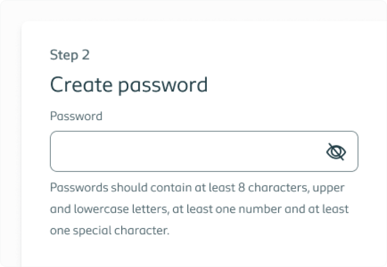 Password field with important information in the helper text below