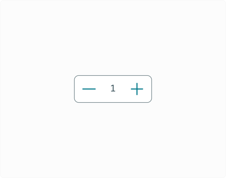 A quantity selector showing the value 1
