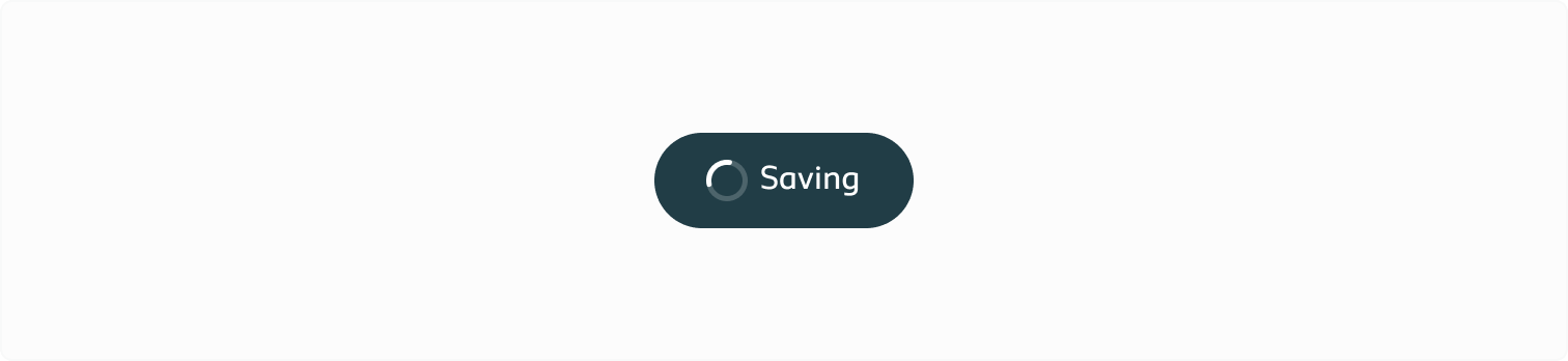 Example of a button showing a spinner to indicate save progress