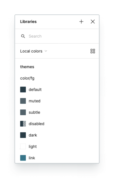 Showing how colour variables are displayed when scoped
