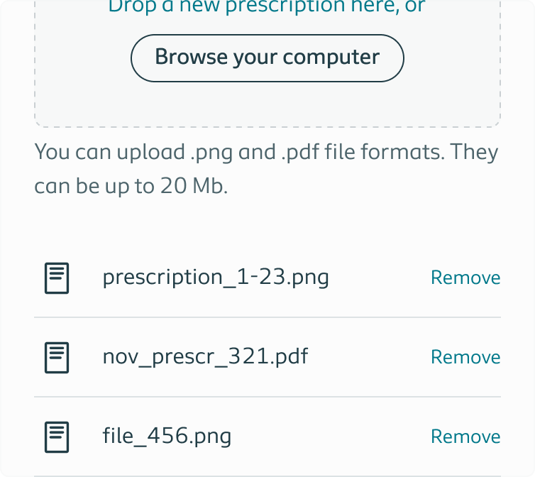 A list of files, all with the same type of icon.