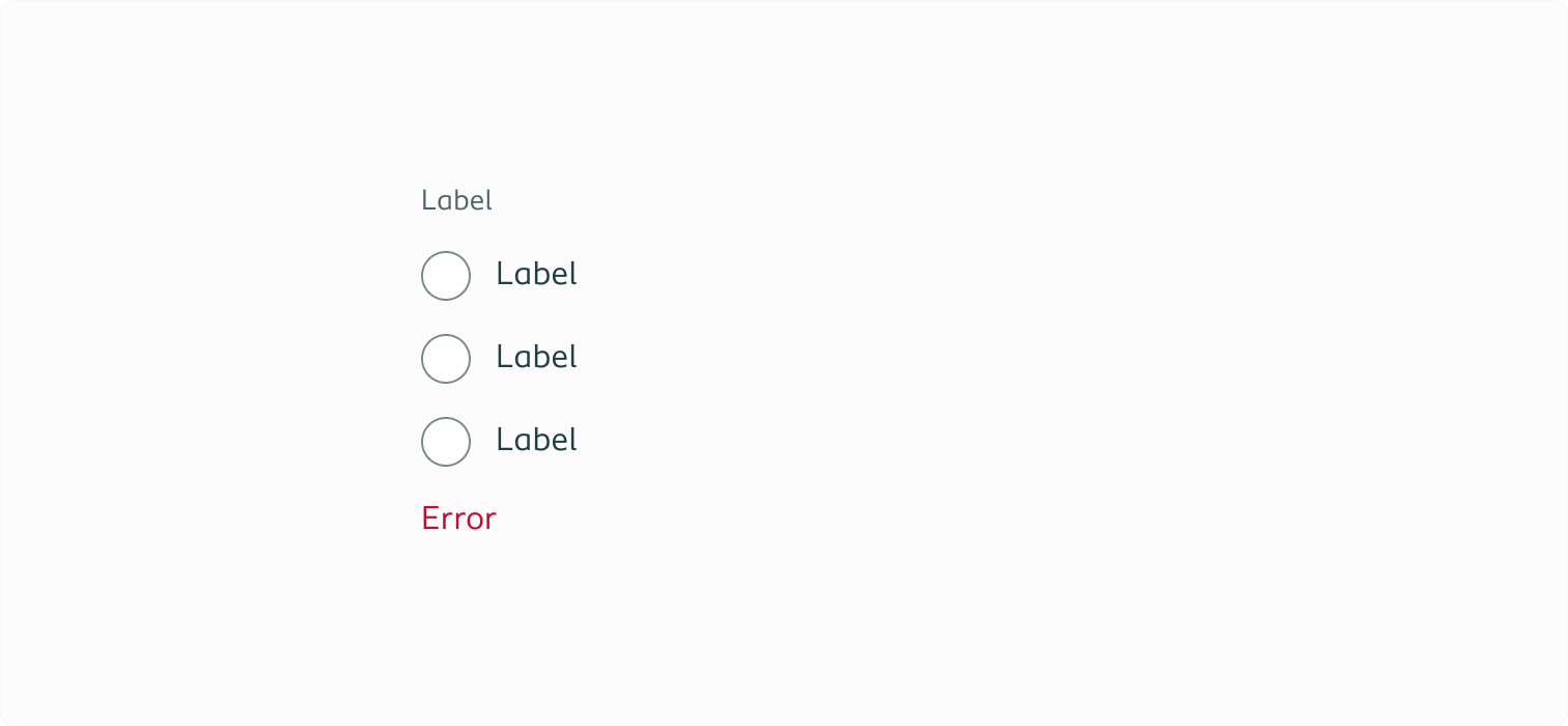 Example of grouped radio buttons displaying an error message