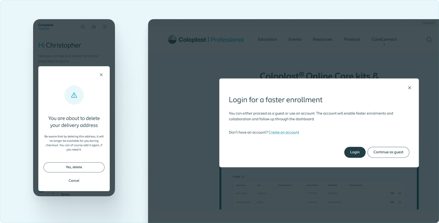 Decorative page cover image showing and example of modals on mobile and desktop