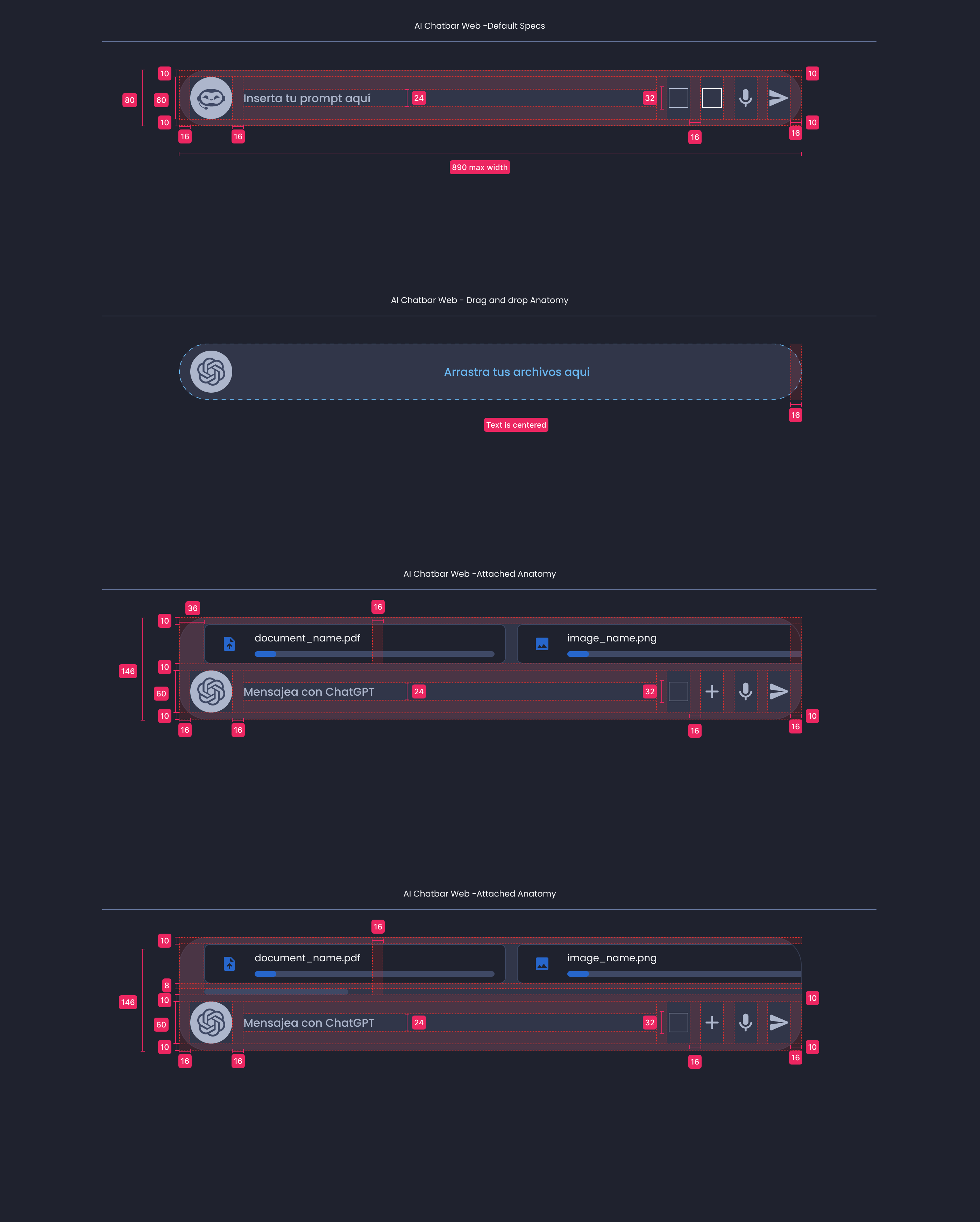 Descripción general | AI Chat bar | Made with Supernova