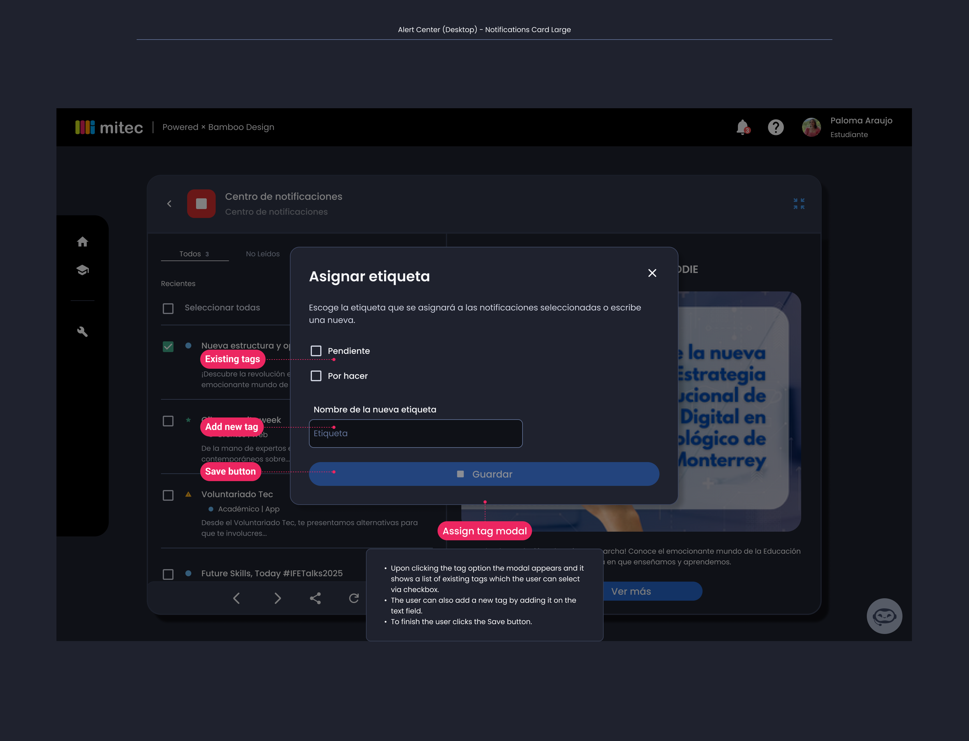 Descripción general | Notification center | Made with Supernova