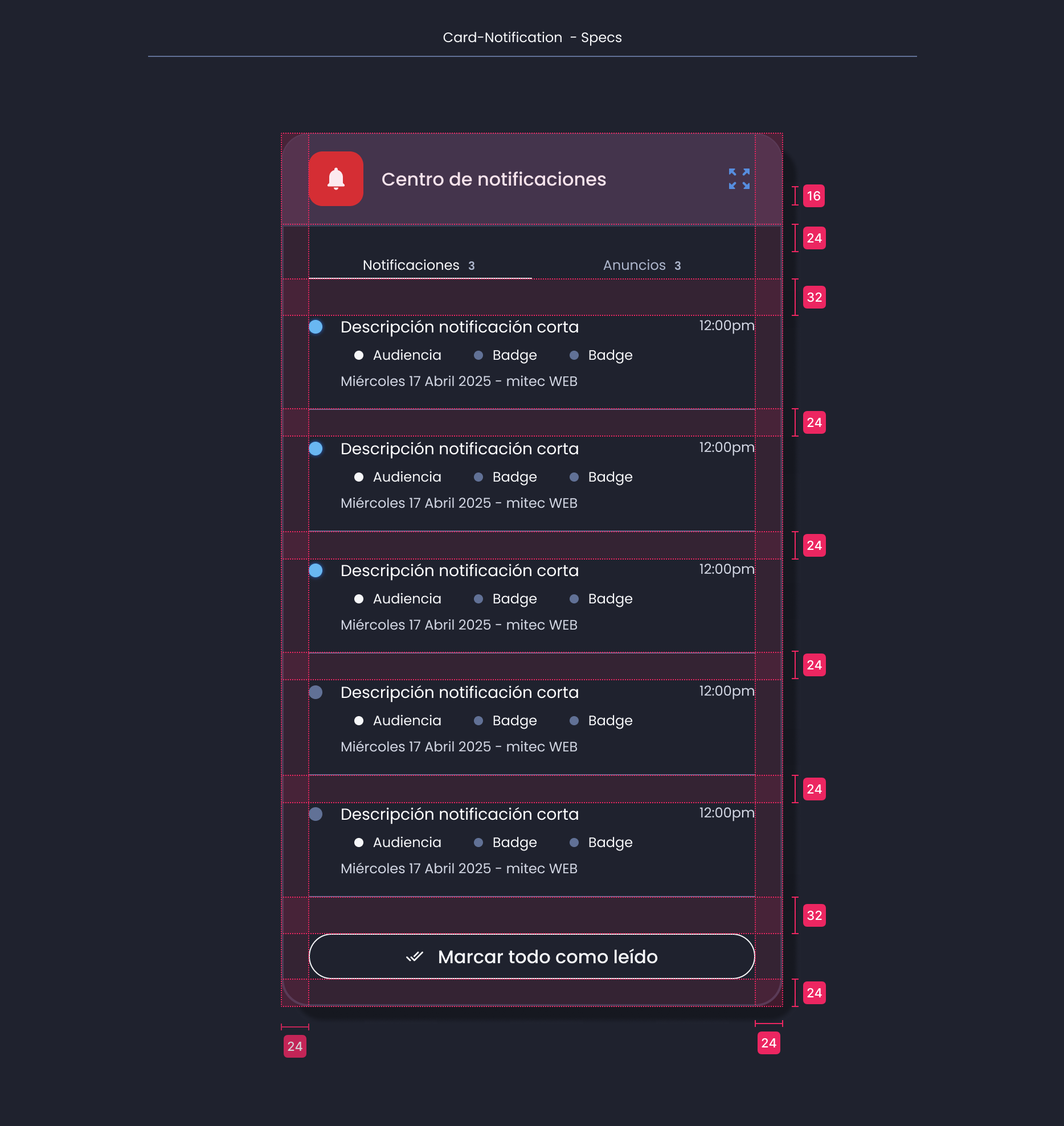 Descripción general | Notification card | Made with Supernova