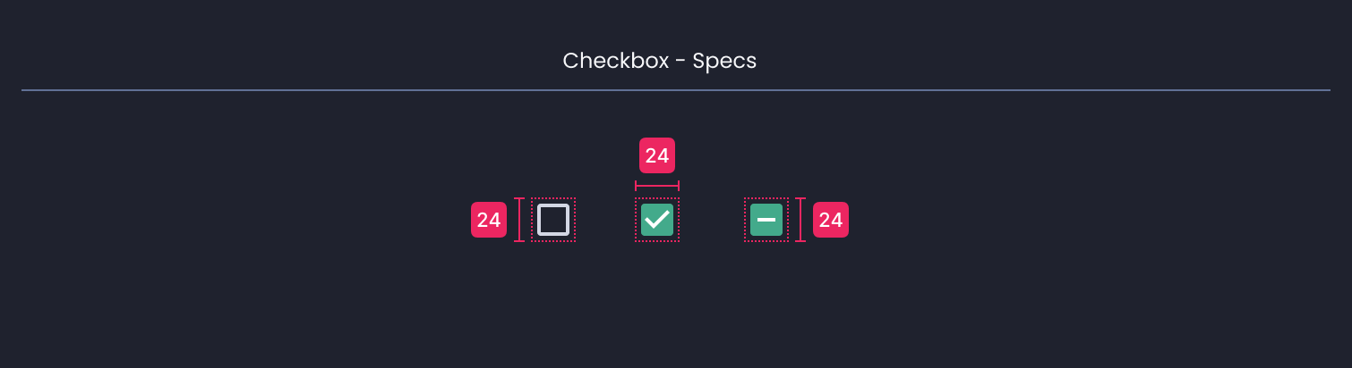 Descripción general | Checkbox | Made with Supernova