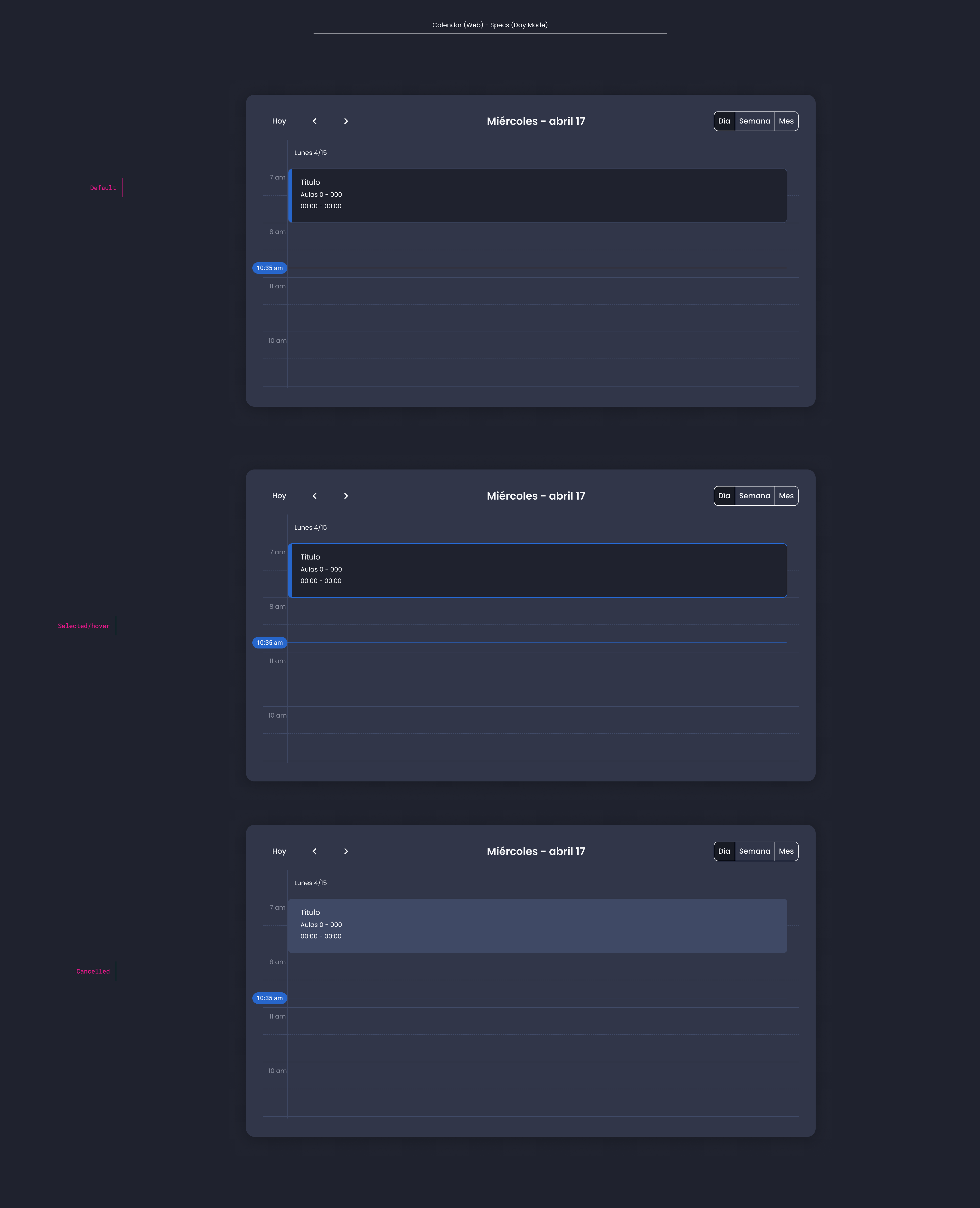 Descripción general | Calendar standard | Made with Supernova