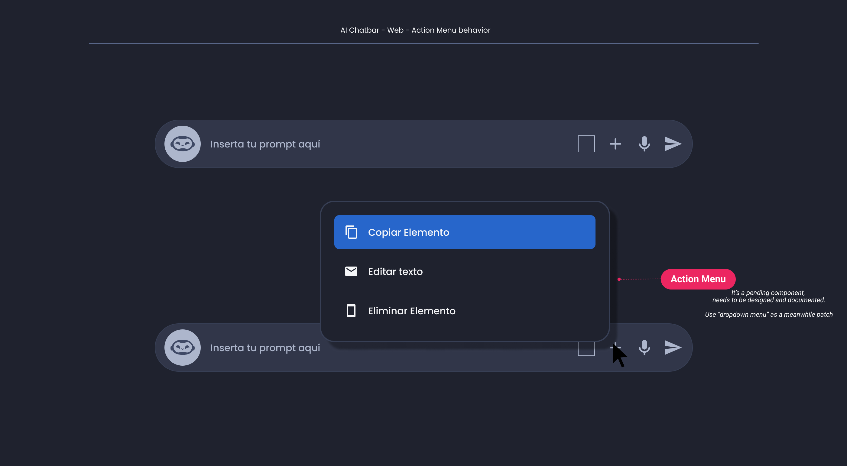 Descripción general | AI Chat bar | Made with Supernova