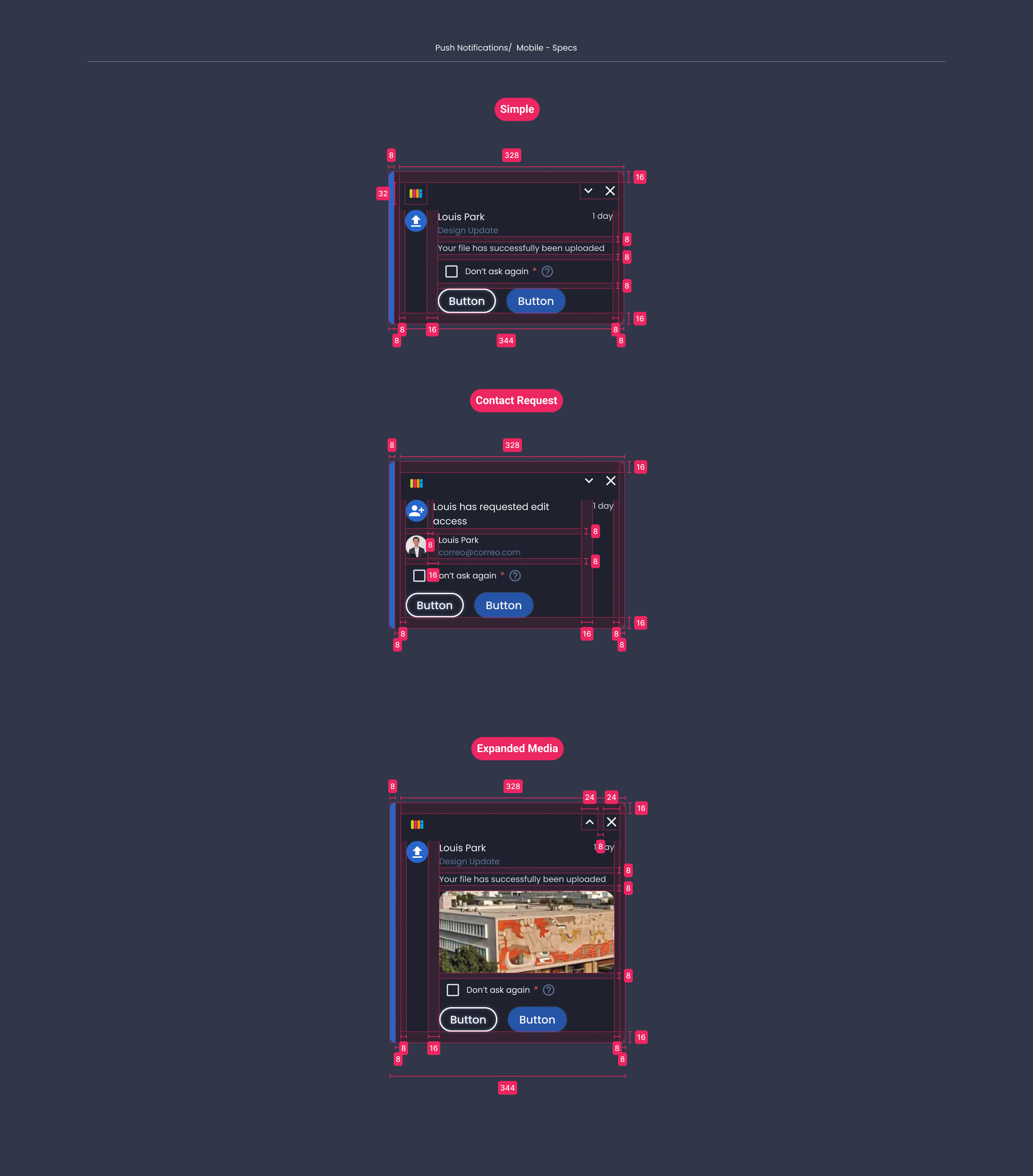 Descripción general | Push notification | Made with Supernova