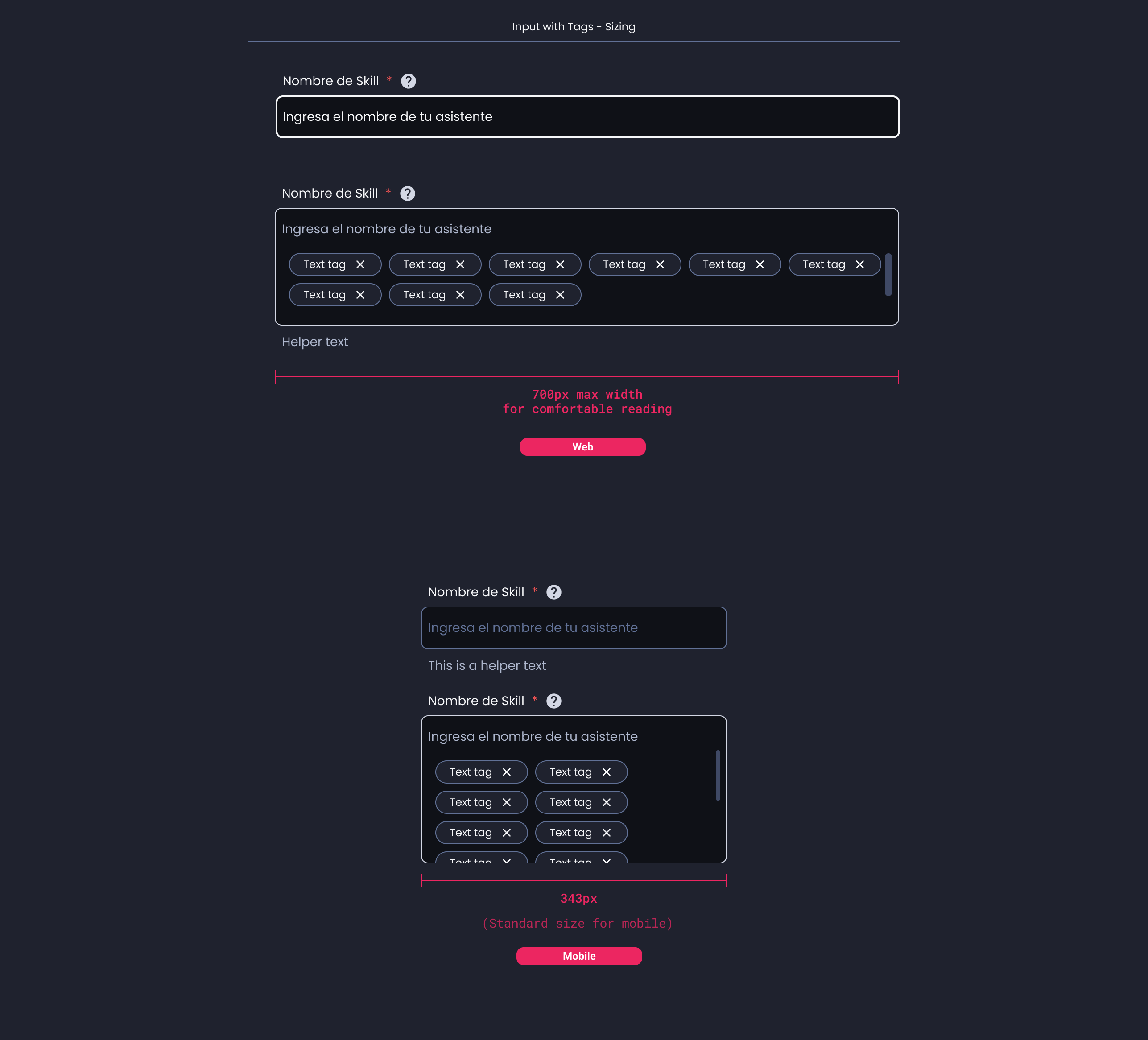 Descripción general | Text input with tags | Made with Supernova
