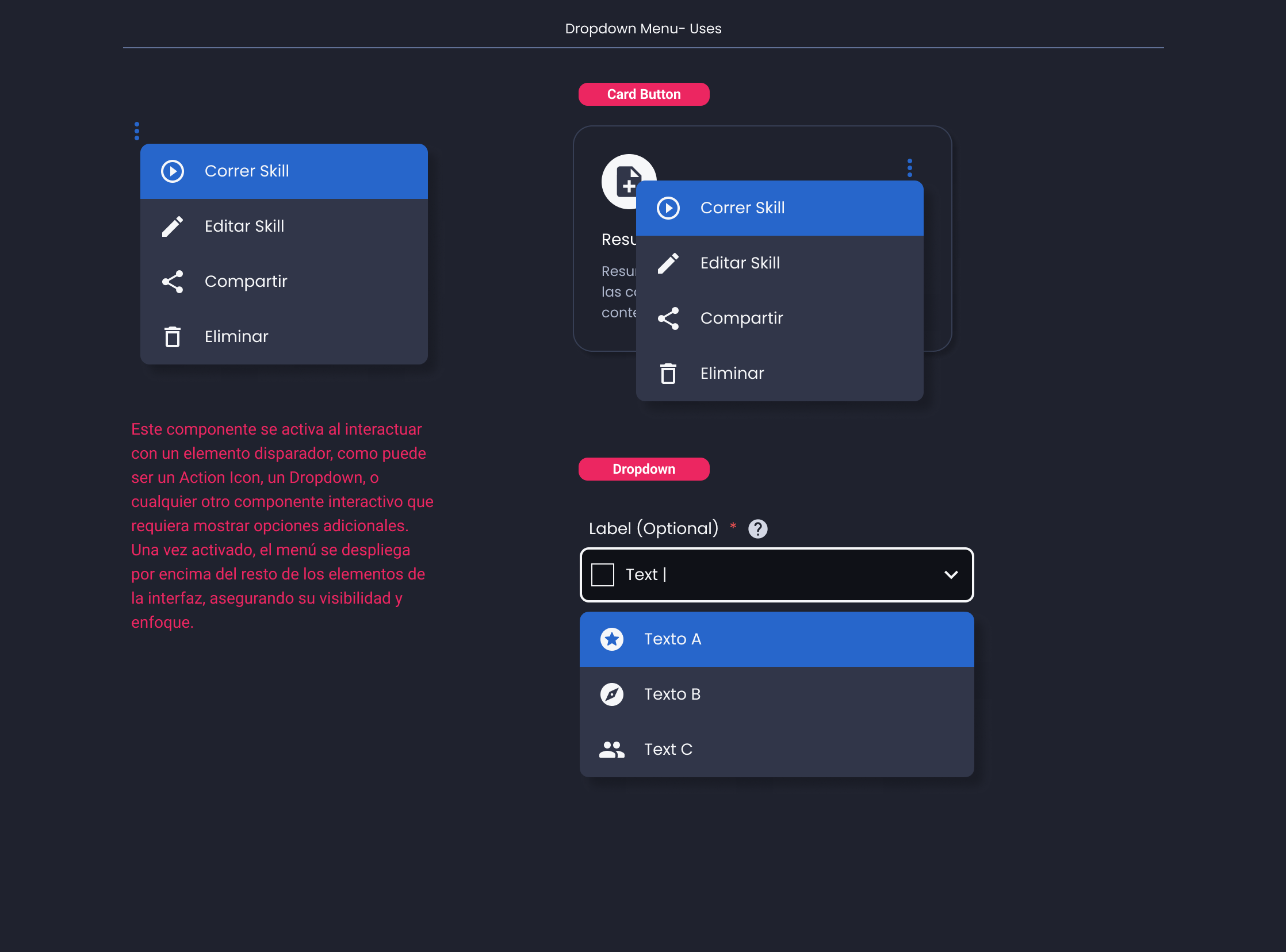Descripción general | Dropdown menu | Made with Supernova