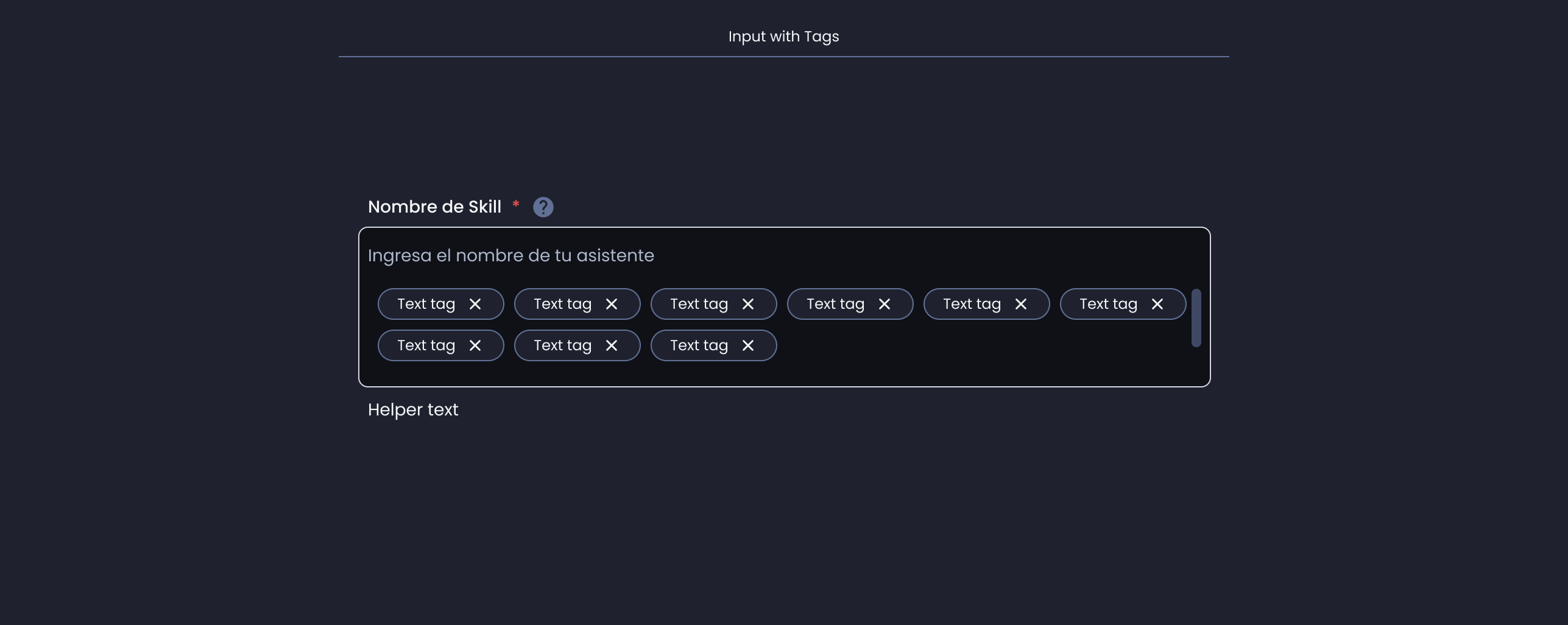Descripción general | Text input with tags | Made with Supernova