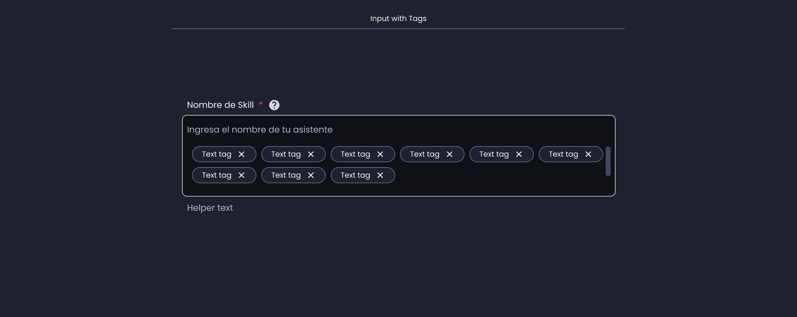 Descripción general | Text input with tags | Made with Supernova