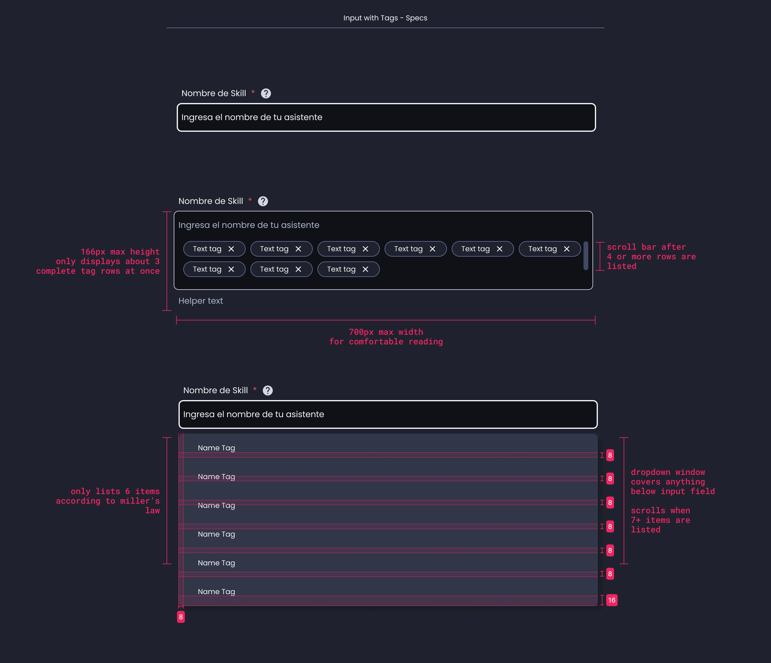 Descripción general | Text input with tags | Made with Supernova