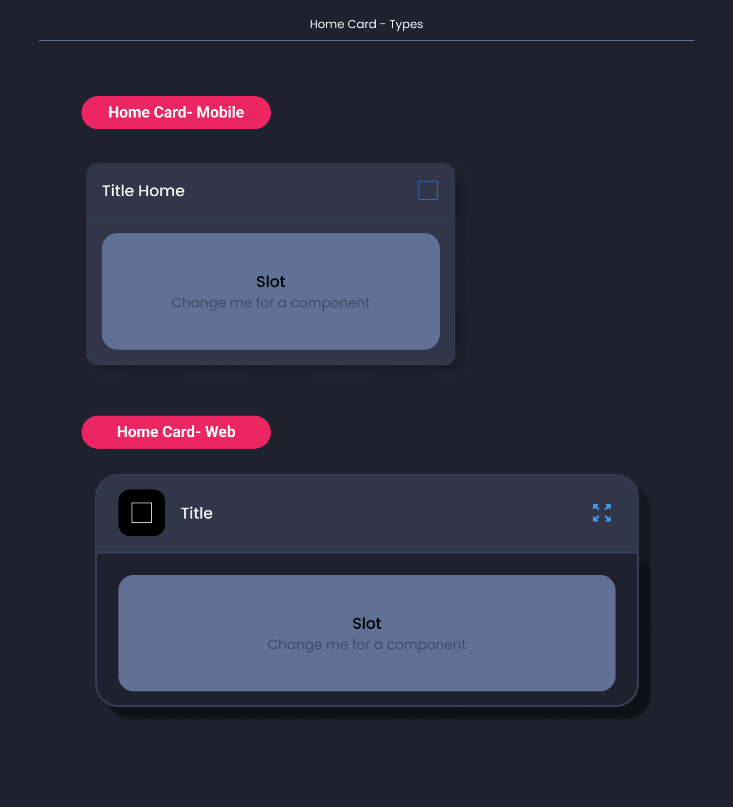 Descripción general | Home card | Made with Supernova