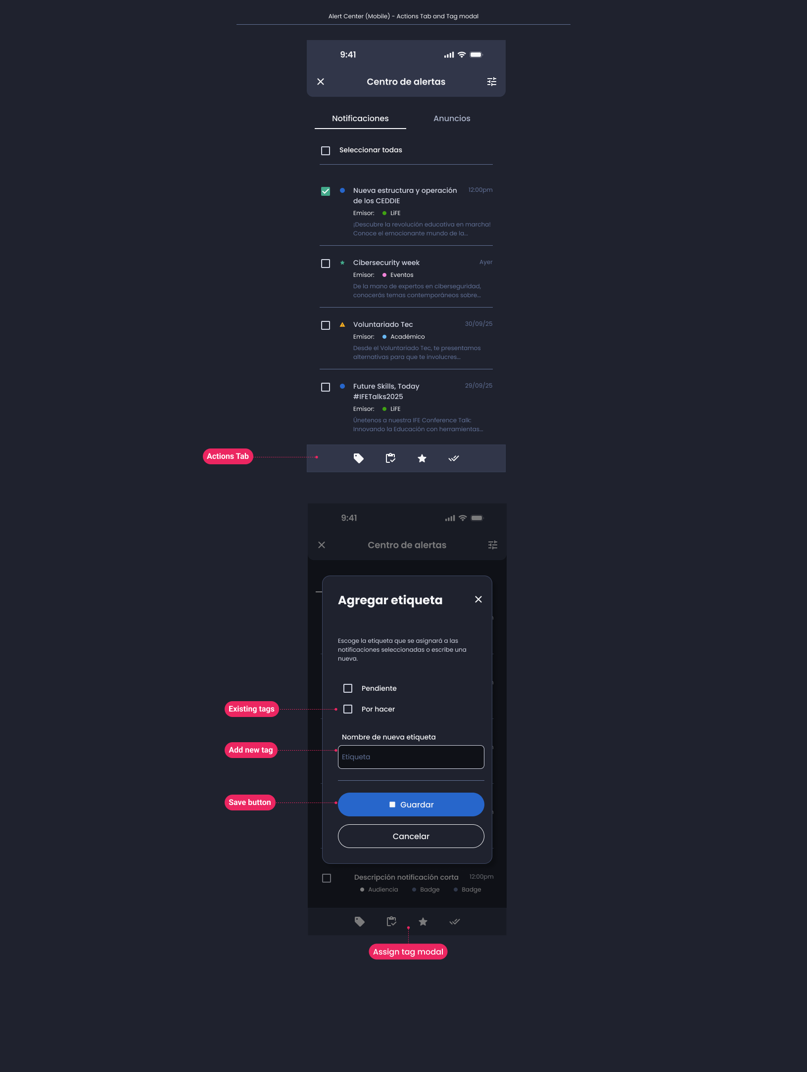 Descripción general | Notification center | Made with Supernova