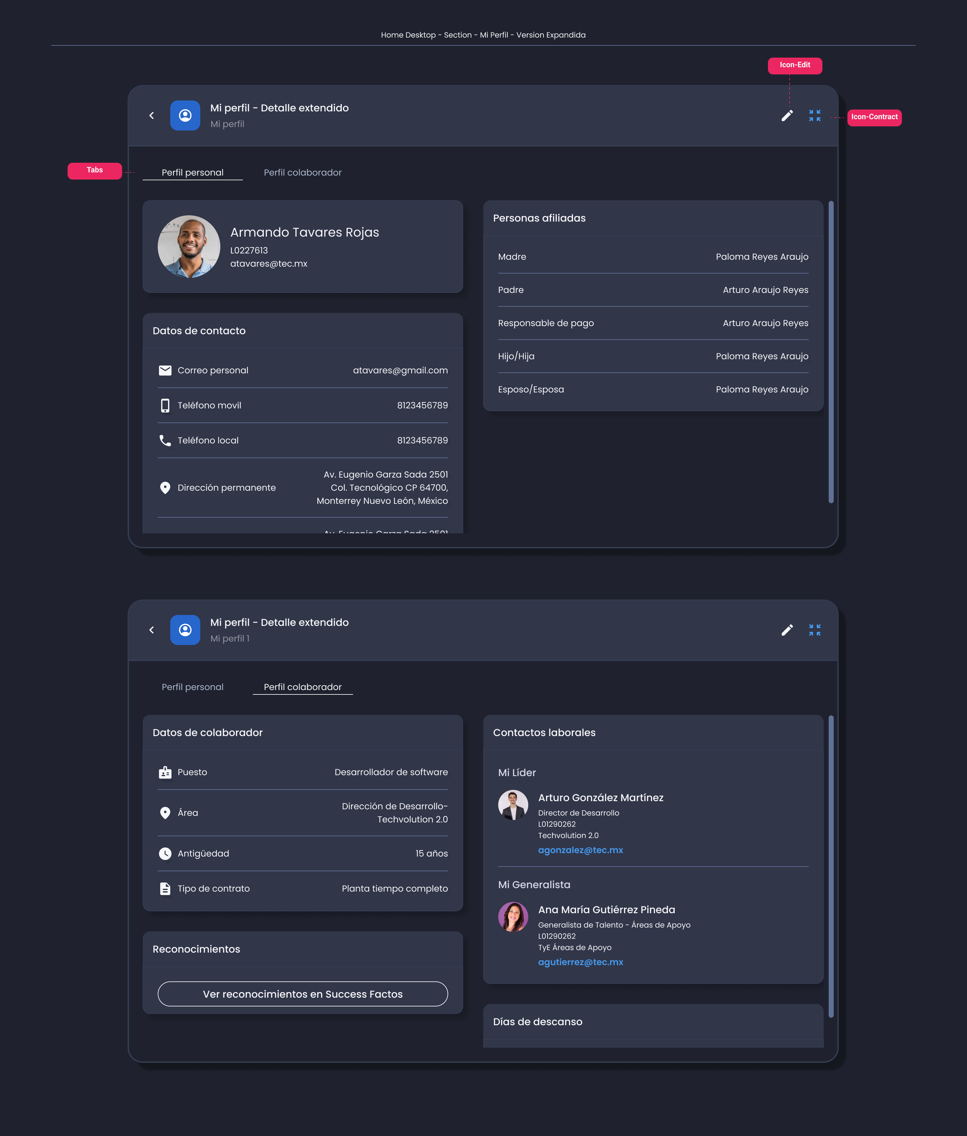 Descripción general | Profile card | Made with Supernova
