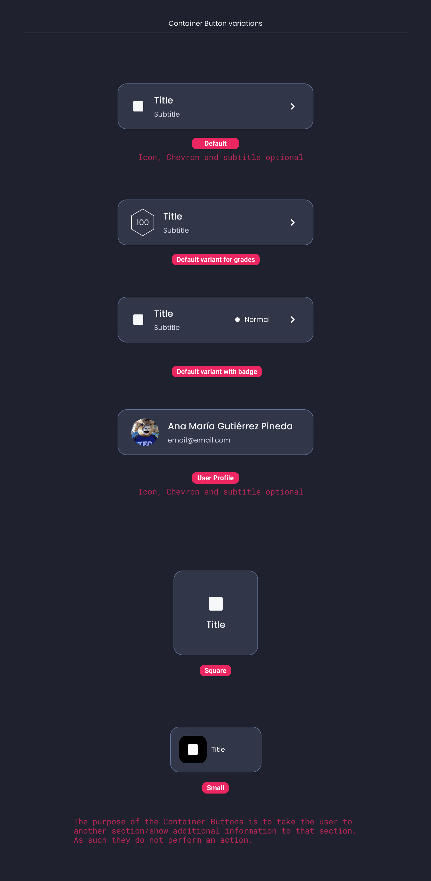 Descripción general | Container button | Made with Supernova