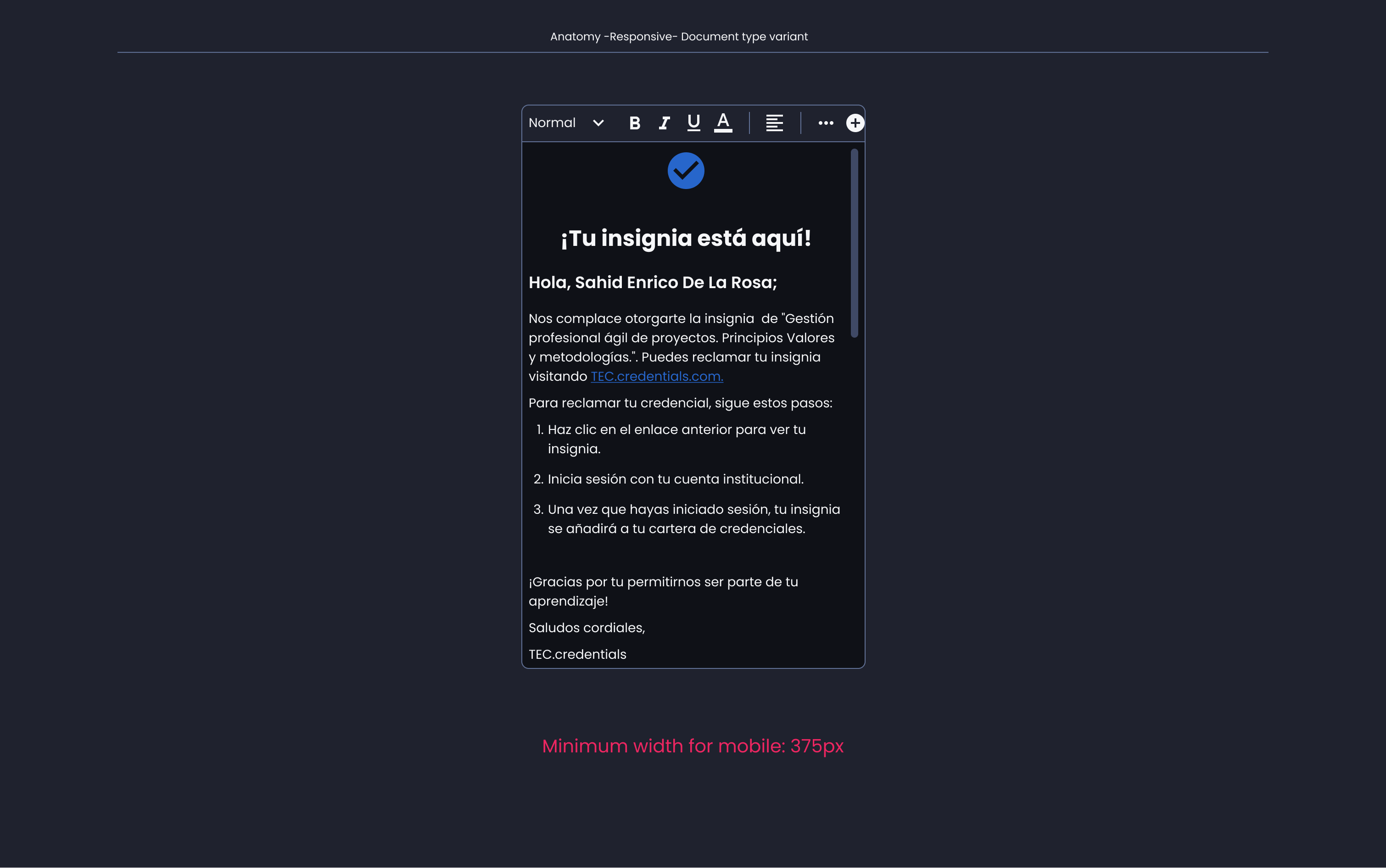 Descripción general | Text editor | Made with Supernova