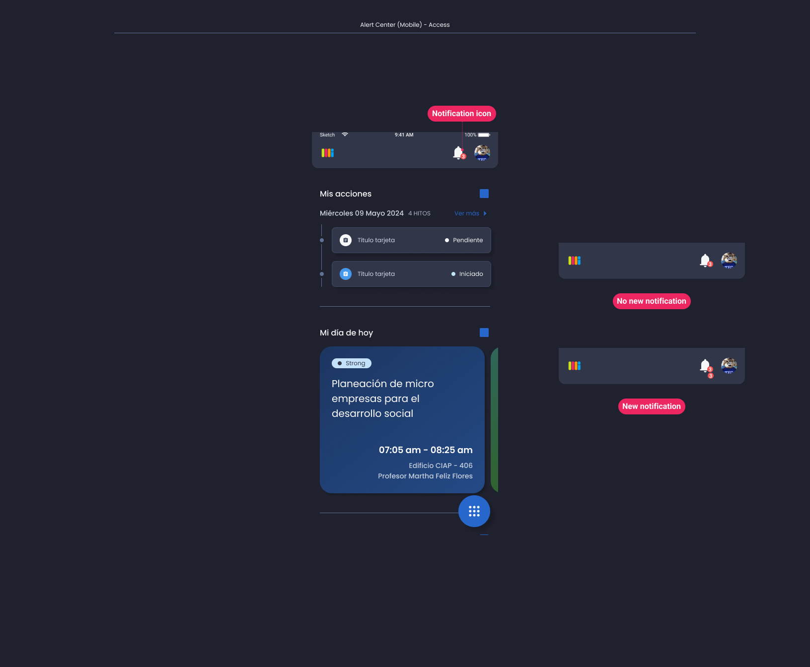 Descripción general | Notification center | Made with Supernova