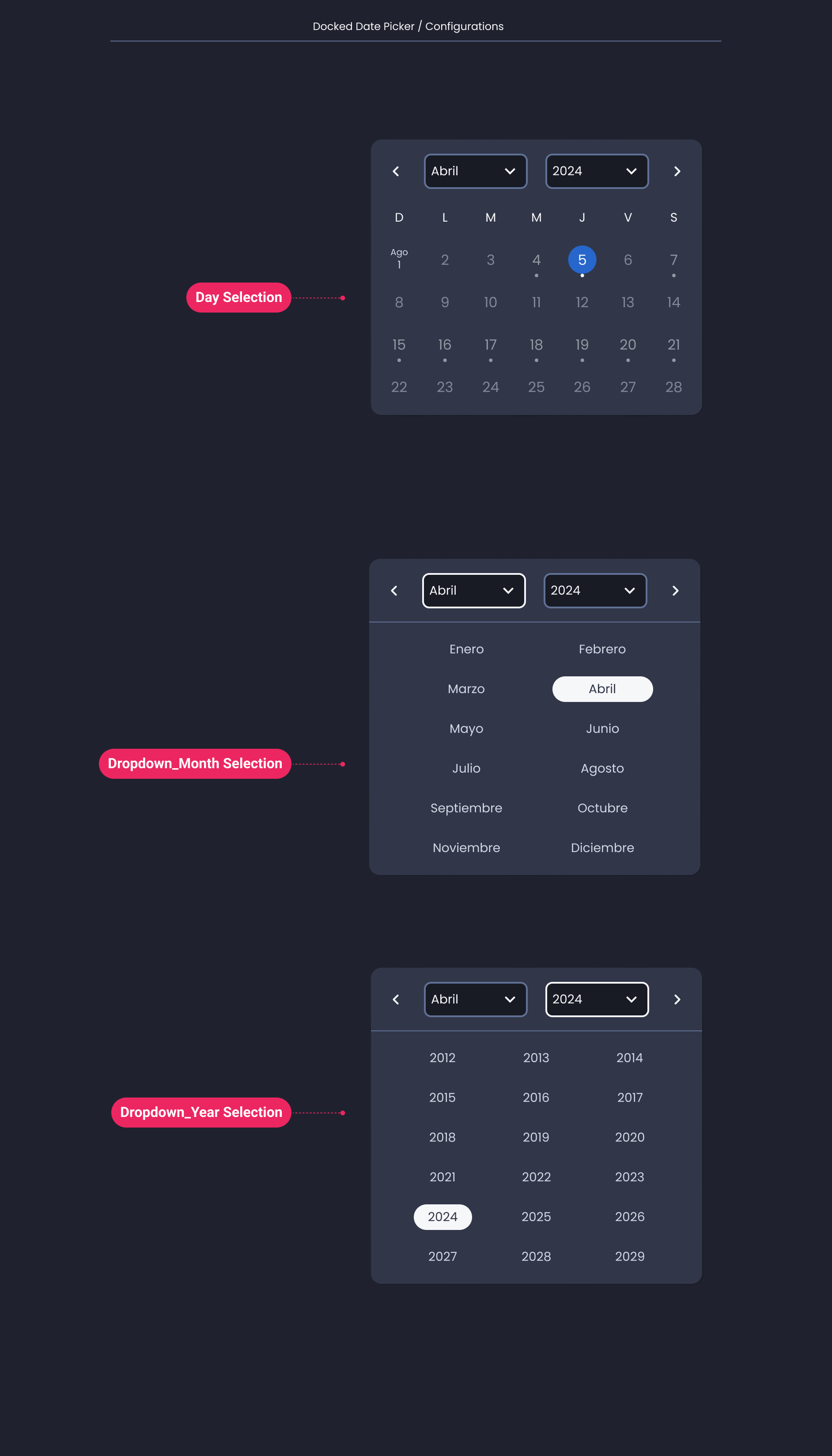 Descripción general | Calendar date picker | Made with Supernova