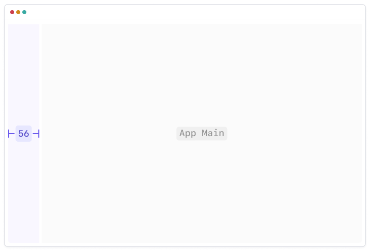 Collapsed state (default) — 56px fixed width