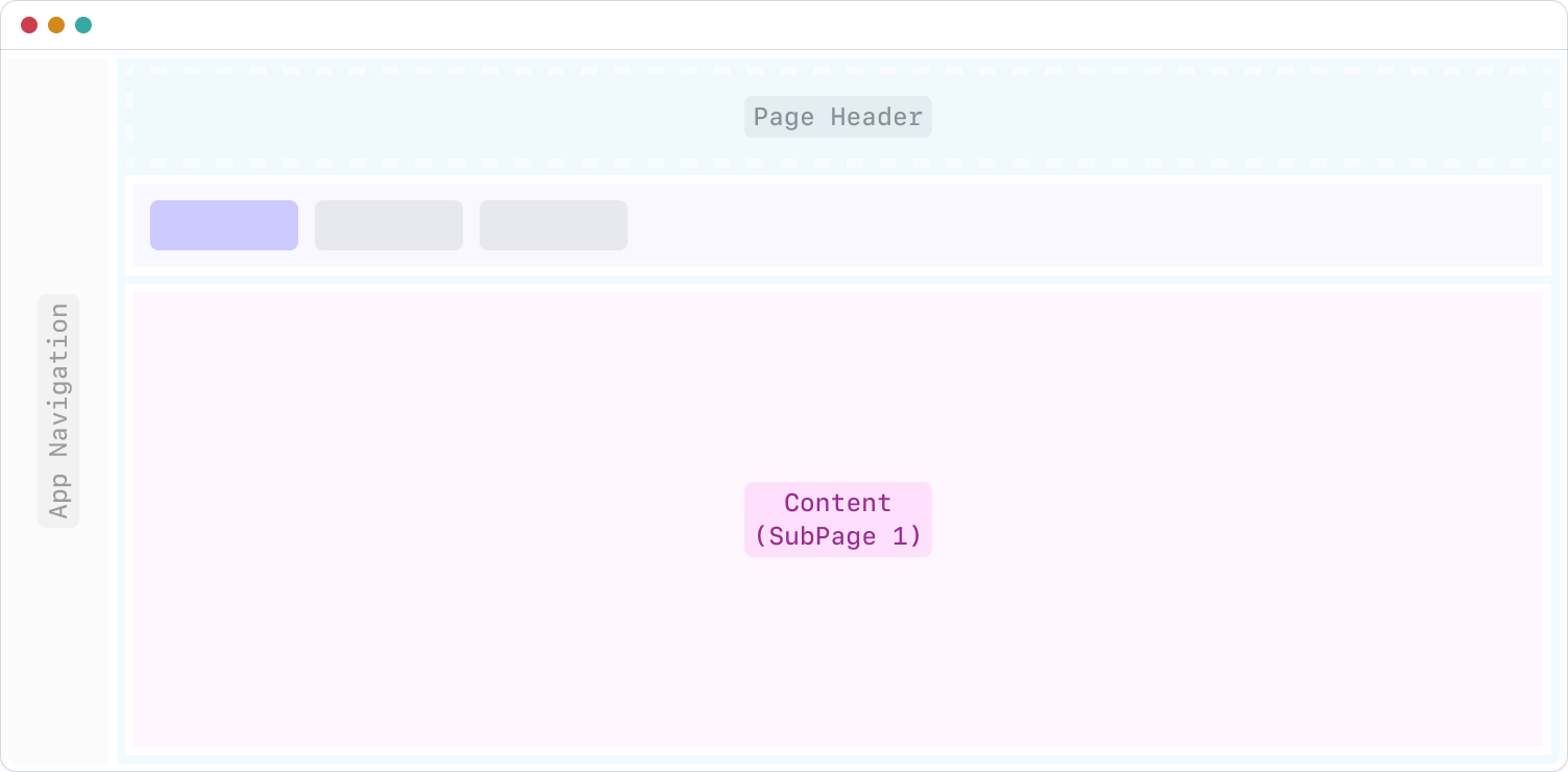 An example of a Page divided into subpages using Page Tabs, like Settings.